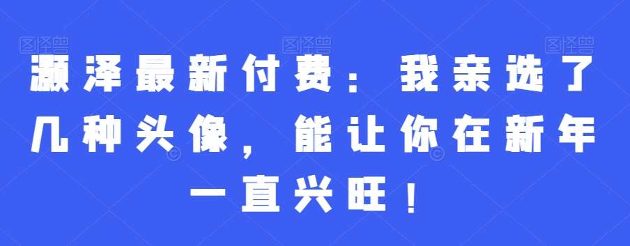 灏泽最新付费：我亲选了几种头像，能让你在新年一直兴旺！副业基地_极客搞钱_中创网_福缘网_冒泡网_资源整合平台副业基地