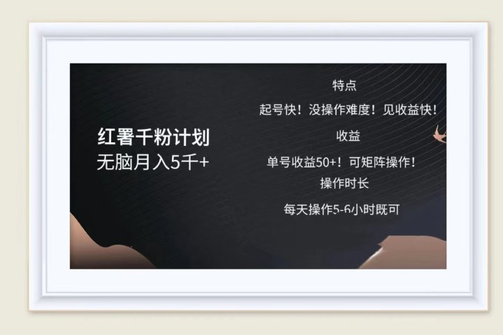 红薯千粉计划无脑月入5千➕！既做既赚！副业基地_极客搞钱_中创网_福缘网_冒泡网_资源整合平台副业基地
