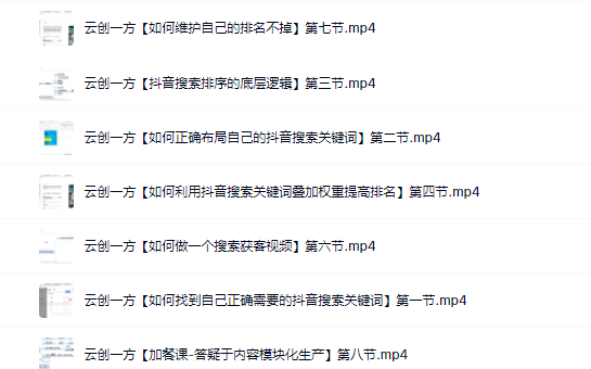 云创一方2022抖音SEO系列课程，教你如何快速上抖音搜索排名第一副业基地_极客搞钱_中创网_福缘网_冒泡网_资源整合平台副业基地
