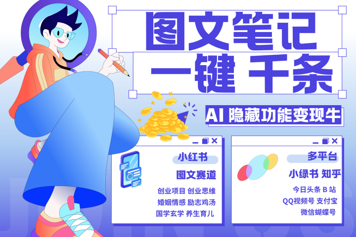 小红书小绿书 秒生图文一键千条 轻松变现3W+副业基地_极客搞钱_中创网_福缘网_冒泡网_资源整合平台副业基地