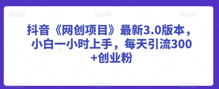 抖音《网创项目》最新3.0版本，小白一小时上手，每天引流300+创业粉【揭秘】副业基地_极客搞钱_中创网_福缘网_冒泡网_资源整合平台副业基地
