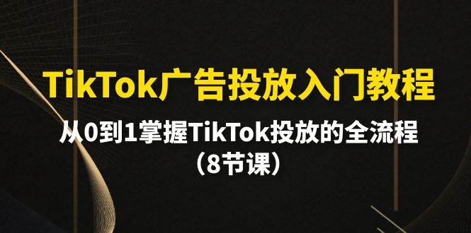 （10085期）TikTok广告投放入门教程，从0到1掌握TikTok投放的全流程（8节课）副业基地_极客搞钱_中创网_福缘网_冒泡网_资源整合平台副业基地