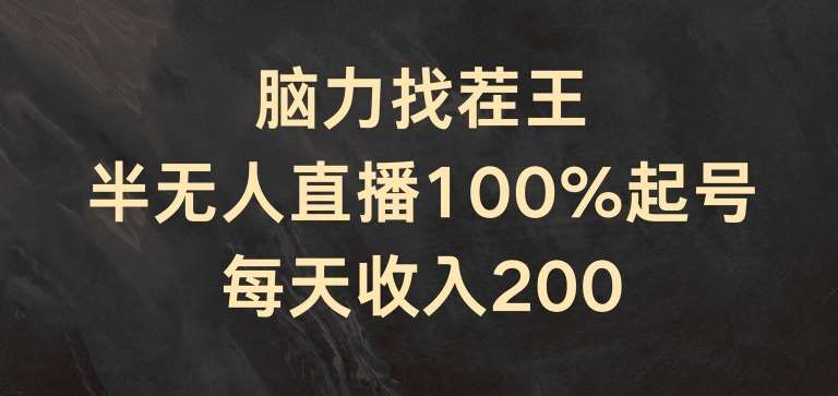 脑力找茬王，半无人直播100%起号，每天收入200+【揭秘】副业基地_极客搞钱_中创网_福缘网_冒泡网_资源整合平台副业基地