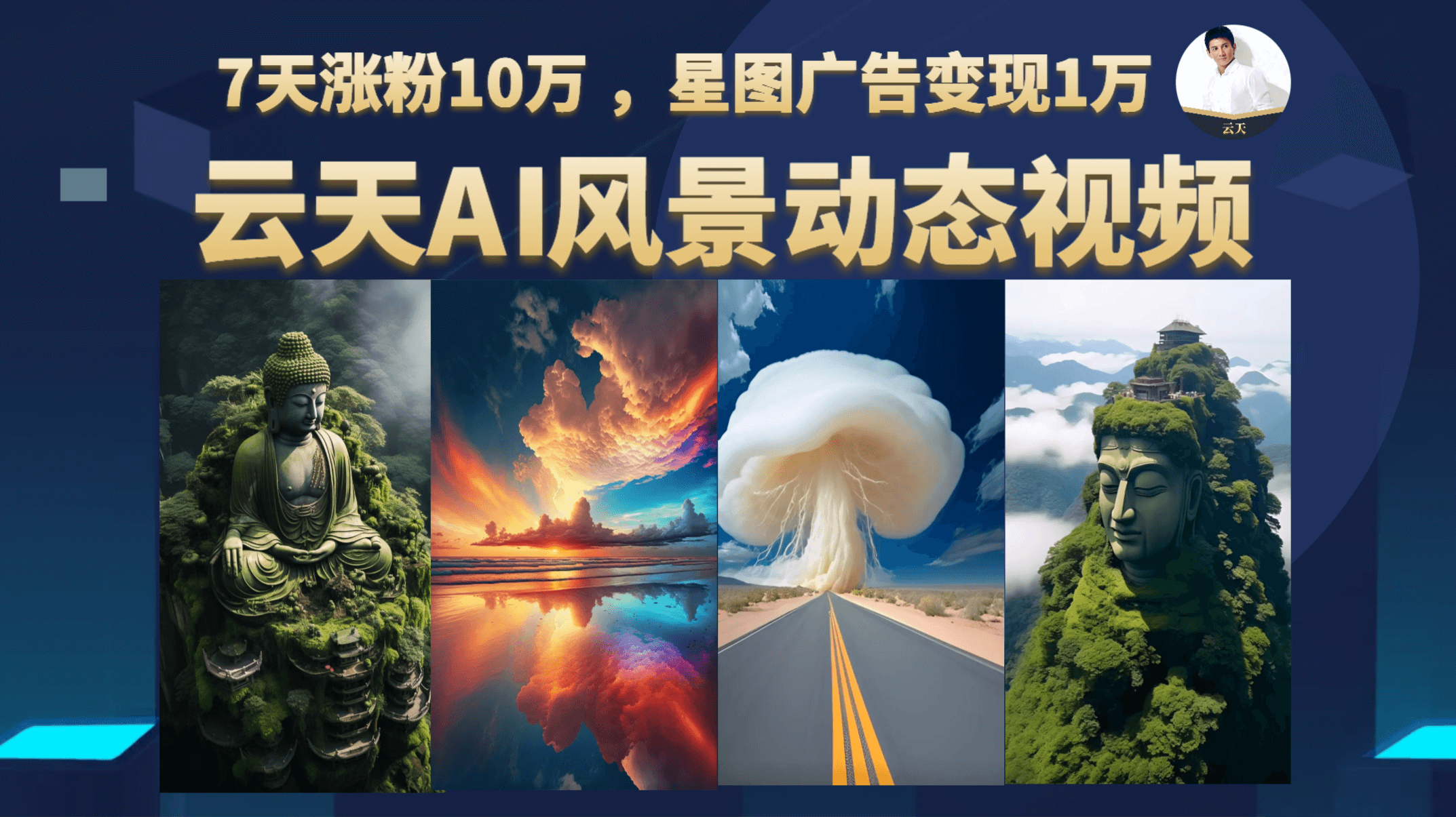 云天AI风景动图视频制作，7天涨粉10万 ，星图广告变现1万副业基地_极客搞钱_中创网_福缘网_冒泡网_资源整合平台副业基地