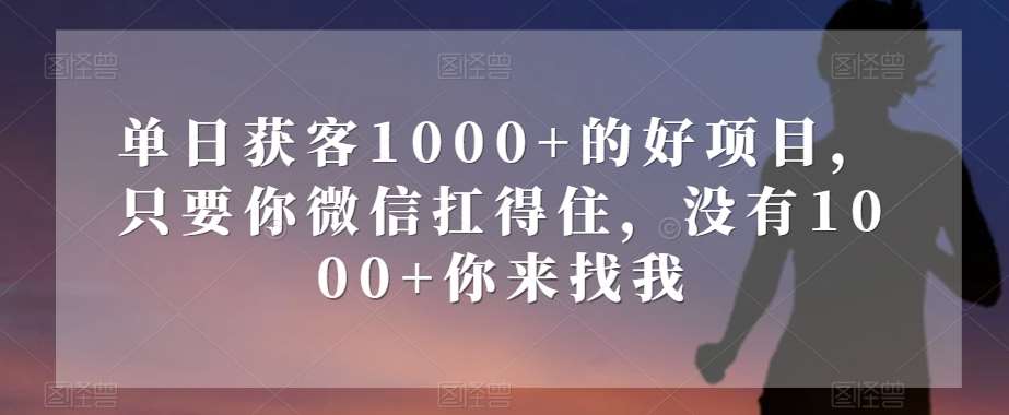 单日获客1000+的好项目，只要你微信扛得住，没有1000+你来找我【揭秘】副业基地_极客搞钱_中创网_福缘网_冒泡网_资源整合平台副业基地