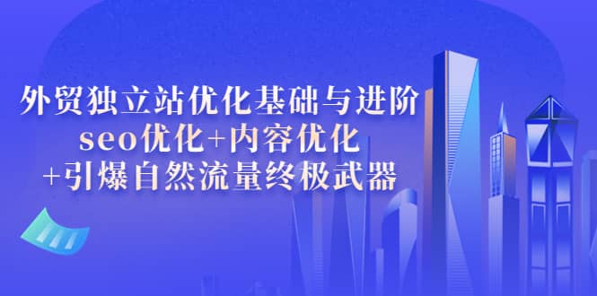 外贸独立站优化基础与进阶，seo优化+内容优化+引爆自然流量终极武器副业基地_极客搞钱_中创网_福缘网_冒泡网_资源整合平台副业基地