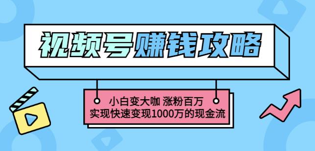 玩转微信视频号赚钱：小白变大咖涨粉百万实现快速变现1000万的现金流副业基地_极客搞钱_中创网_福缘网_冒泡网_资源整合平台副业基地