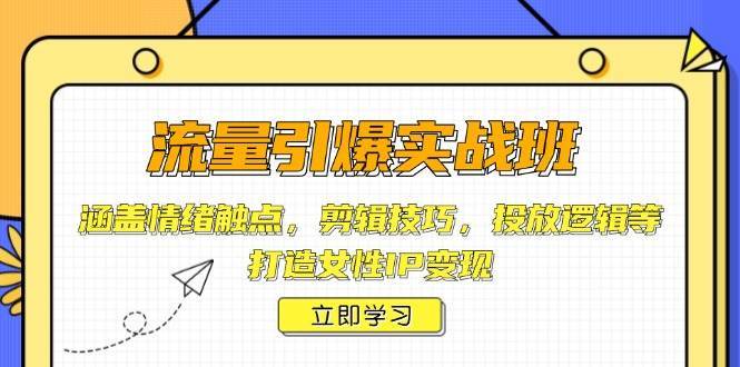 流量引爆实战班，涵盖情绪触点，剪辑技巧，投放逻辑等，打造女性IP变现副业基地_极客搞钱_中创网_福缘网_冒泡网_资源整合平台副业基地