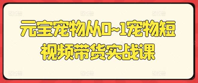 元宝宠物从0~1宠物短视频带货实战课副业基地_极客搞钱_中创网_福缘网_冒泡网_资源整合平台副业基地