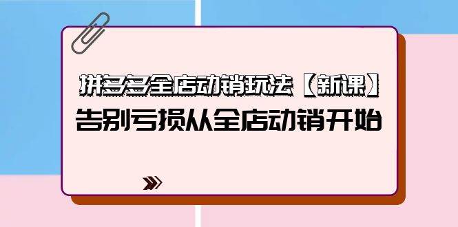 （9974期）拼多多全店动销玩法【新课】，告别亏损从全店动销开始（4节视频课）副业基地_极客搞钱_中创网_福缘网_冒泡网_资源整合平台副业基地