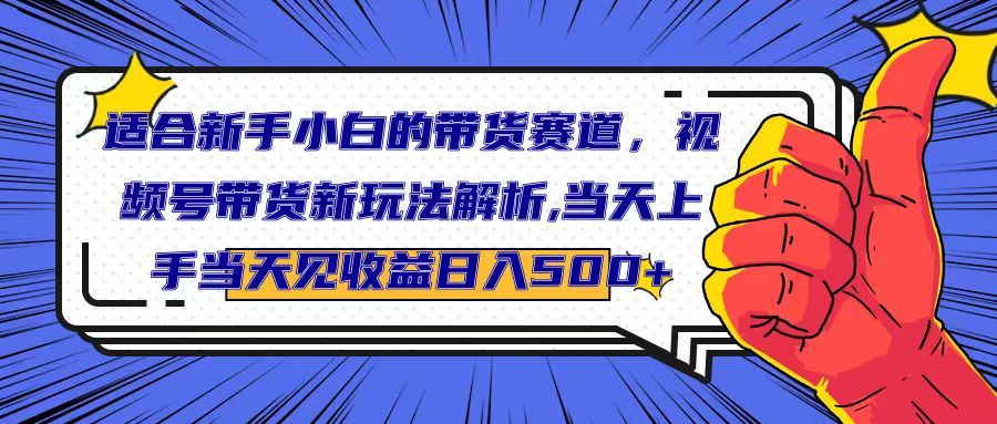 适合新手小白的带货赛道，视频号带货新玩法解析,当天上手当天见收益，日入500+副业基地_极客搞钱_中创网_福缘网_冒泡网_资源整合平台副业基地