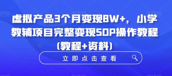 虚拟产品3个月变现8W+，小学教辅项目完整变现SOP操作教程(教程+资料)副业基地_极客搞钱_中创网_福缘网_冒泡网_资源整合平台副业基地