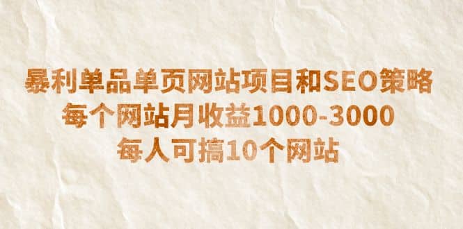 暴利单品单页网站项目和SEO策略 每个网站月收益1000-3000 每人可搞10个副业基地_极客搞钱_中创网_福缘网_冒泡网_资源整合平台副业基地