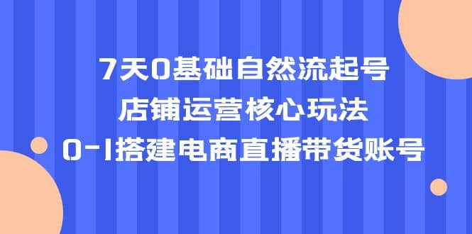7天0基础自然流起号，店铺运营核心玩法，0-1搭建电商直播带货账号副业基地_极客搞钱_中创网_福缘网_冒泡网_资源整合平台副业基地