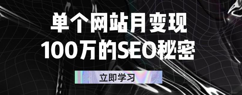 单个网站月变现100万的SEO秘密，百分百做出赚钱站点副业基地_极客搞钱_中创网_福缘网_冒泡网_资源整合平台副业基地