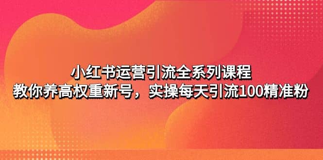 小红书运营引流全系列课程：教你养高权重新号副业基地_极客搞钱_中创网_福缘网_冒泡网_资源整合平台副业基地