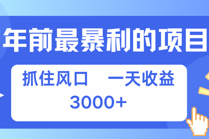 年前最赚钱的项目之一，可以过个肥年副业基地_极客搞钱_中创网_福缘网_冒泡网_资源整合平台副业基地