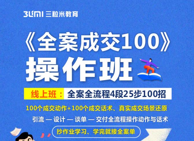 《全案成交100》全案全流程4段25步100招，操作班副业基地_极客搞钱_中创网_福缘网_冒泡网_资源整合平台副业基地