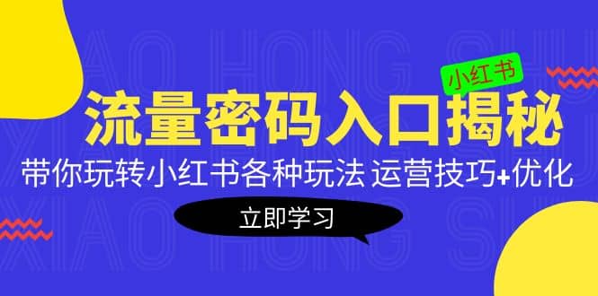 小红书流量密码入口揭秘：带你玩转小红书各种玩法 运营技巧+优化副业基地_极客搞钱_中创网_福缘网_冒泡网_资源整合平台副业基地