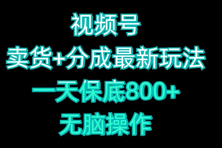视频号卖货+分成最新玩法，一天保底800+，无脑操作副业基地_极客搞钱_中创网_福缘网_冒泡网_资源整合平台副业基地