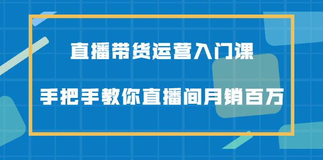 直播带货运营入门课，手把手教你直播间月销百万副业基地_极客搞钱_中创网_福缘网_冒泡网_资源整合平台副业基地