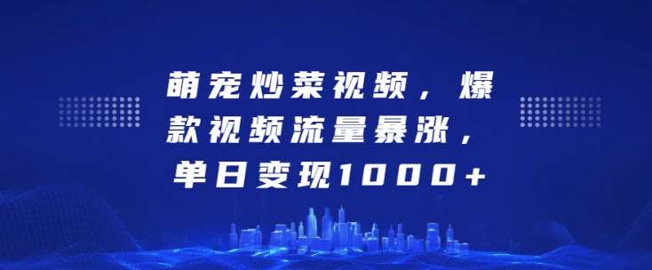 萌宠炒菜视频，爆款视频流量暴涨，单日变现1k副业基地_极客搞钱_中创网_福缘网_冒泡网_资源整合平台副业基地