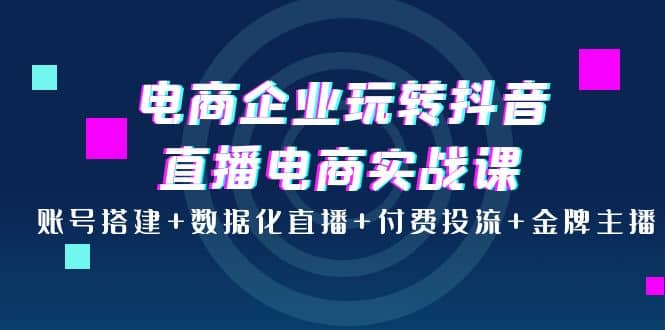 电商企业玩转抖音直播电商实战课：账号搭建+数据化直播+付费投流+金牌主播副业基地_极客搞钱_中创网_福缘网_冒泡网_资源整合平台副业基地