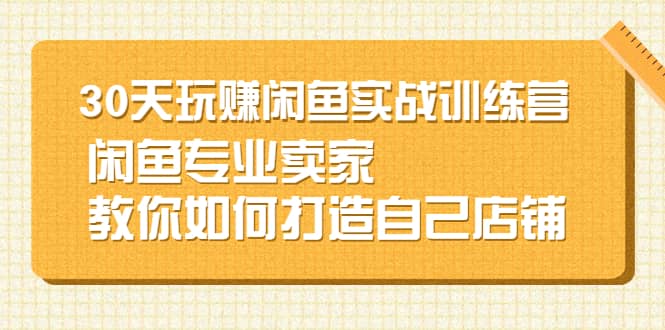 30天玩赚闲鱼实战训练营，闲鱼专业卖家教你如何打造自己店铺副业基地_极客搞钱_中创网_福缘网_冒泡网_资源整合平台副业基地