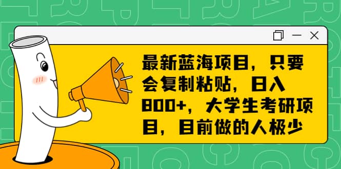 最新蓝海项目，只要会复制粘贴，日入800+，大学生考研项目，目前做的人极少副业基地_极客搞钱_中创网_福缘网_冒泡网_资源整合平台副业基地