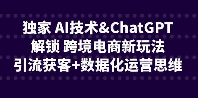 独家 AI技术ChatGPT解锁 跨境电商新玩法，引流获客+数据化运营思维副业基地_极客搞钱_中创网_福缘网_冒泡网_资源整合平台副业基地