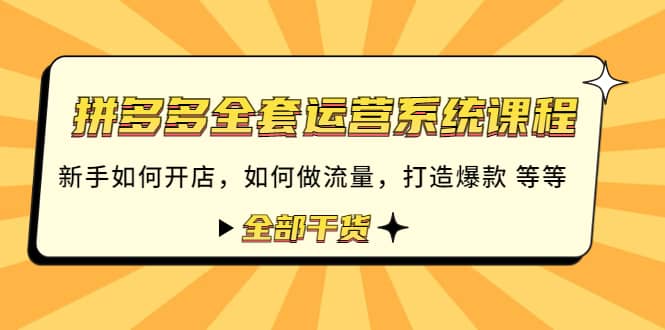拼多多全套运营系统课程：新手如何开店 如何做流量 打造爆款 等等 全部干货副业基地_极客搞钱_中创网_福缘网_冒泡网_资源整合平台副业基地