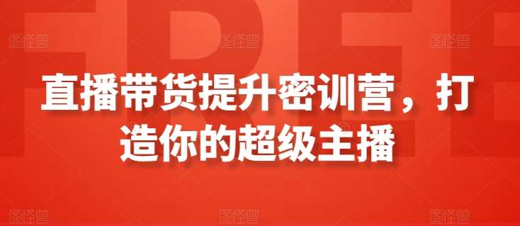 直播带货提升密训营，打造你的超级主播副业基地_极客搞钱_中创网_福缘网_冒泡网_资源整合平台副业基地