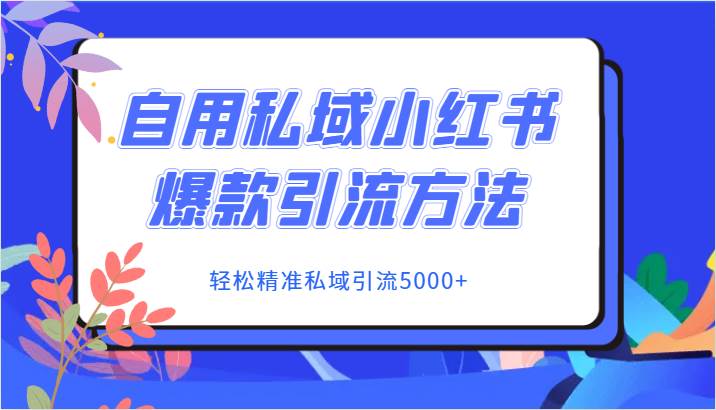 自用私域小红书爆款引流方法，轻松精准私域引流5000+副业基地_极客搞钱_中创网_福缘网_冒泡网_资源整合平台副业基地