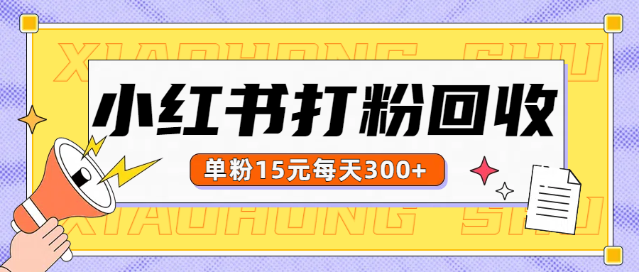 小红书打粉，单粉15元回收每天300+副业基地_极客搞钱_中创网_福缘网_冒泡网_资源整合平台副业基地