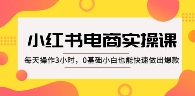 小红书·电商实操课：每天操作3小时，0基础小白也能快速做出爆款副业基地_极客搞钱_中创网_福缘网_冒泡网_资源整合平台副业基地