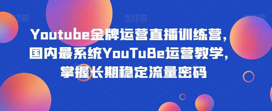 Youtube金牌运营直播训练营，国内最系统YouTuBe运营教学，掌握长期稳定流量密码副业基地_极客搞钱_中创网_福缘网_冒泡网_资源整合平台副业基地