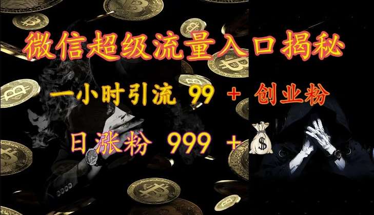 微信超级流量入口揭秘：一小时引流 99 + 创业粉，日涨粉 999 +副业基地_极客搞钱_中创网_福缘网_冒泡网_资源整合平台副业基地