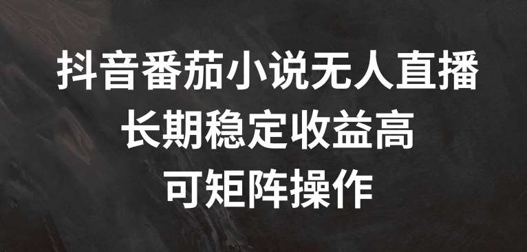 抖音番茄小说无人直播，长期稳定收益高，可矩阵操作【揭秘】副业基地_极客搞钱_中创网_福缘网_冒泡网_资源整合平台副业基地