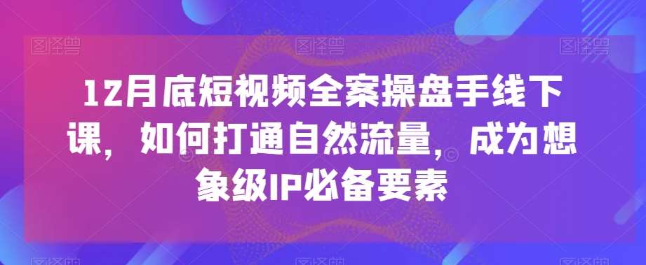 12月底短视频全案操盘手线下课，如何打通自然流量，成为想象级IP必备要素副业基地_极客搞钱_中创网_福缘网_冒泡网_资源整合平台副业基地
