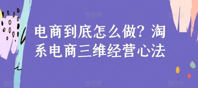 电商到底怎么做？淘系电商三维经营心法副业基地_极客搞钱_中创网_福缘网_冒泡网_资源整合平台副业基地