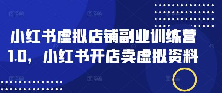 小红书虚拟店铺副业训练营1.0，小红书开店卖虚拟资料副业基地_极客搞钱_中创网_福缘网_冒泡网_资源整合平台副业基地