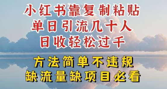 小红书靠复制粘贴单日引流几十人目收轻松过千，方法简单不违规【揭秘】副业基地_极客搞钱_中创网_福缘网_冒泡网_资源整合平台副业基地