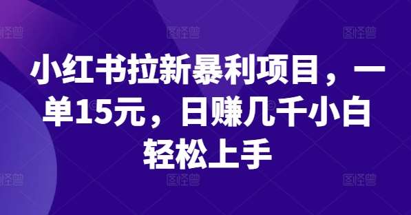 小红书拉新暴利项目，一单15元，日赚几千小白轻松上手【揭秘】副业基地_极客搞钱_中创网_福缘网_冒泡网_资源整合平台副业基地
