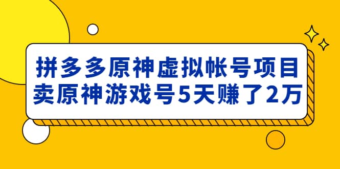 外面卖2980的拼多多原神虚拟帐号项目副业基地_极客搞钱_中创网_福缘网_冒泡网_资源整合平台副业基地