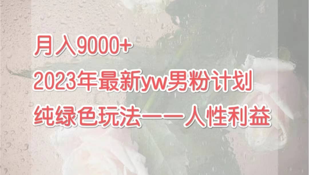 月入9000+2023年9月最新yw男粉计划绿色玩法——人性之利益副业基地_极客搞钱_中创网_福缘网_冒泡网_资源整合平台副业基地