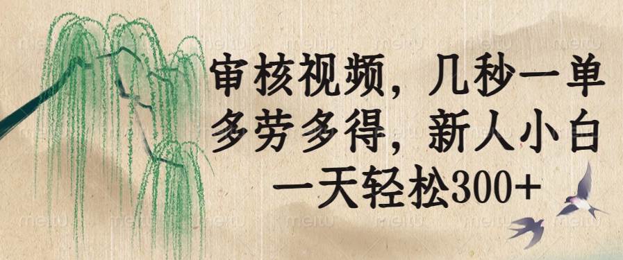 （14202期）审核视频，几秒一单，多劳多得，新人小白一天轻松300+副业基地_极客搞钱_中创网_福缘网_冒泡网_资源整合平台副业基地