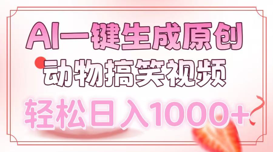 AI一键生成原创动物搞笑视频，轻松日入1000+副业基地_极客搞钱_中创网_福缘网_冒泡网_资源整合平台副业基地