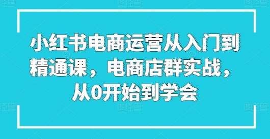 小红书电商运营从入门到精通课，电商店群实战，从0开始到学会副业基地_极客搞钱_中创网_福缘网_冒泡网_资源整合平台副业基地