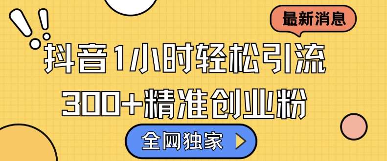 全网独家抖音引流，轻松日引300+精准创业粉【揭秘】副业基地_极客搞钱_中创网_福缘网_冒泡网_资源整合平台副业基地