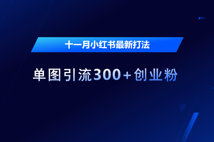 十一月，小红书最新打法，单图引流300+创业粉副业基地_极客搞钱_中创网_福缘网_冒泡网_资源整合平台副业基地